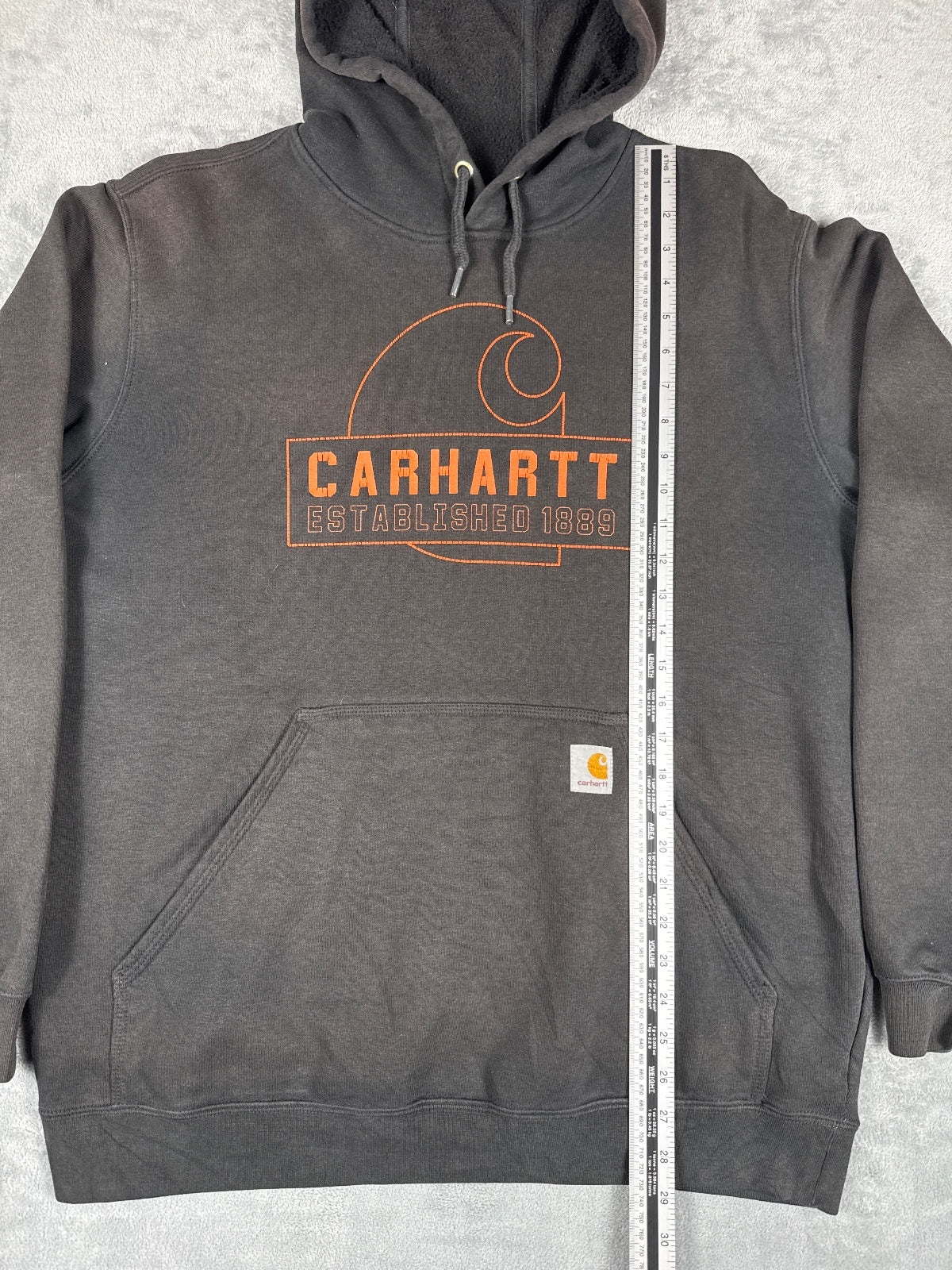 Carhartt Black Hoodie with Orange Logo Established 1889