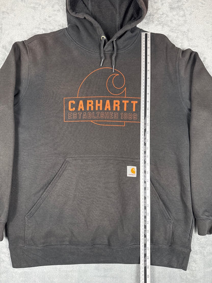 Carhartt Black Hoodie with Orange Logo Established 1889