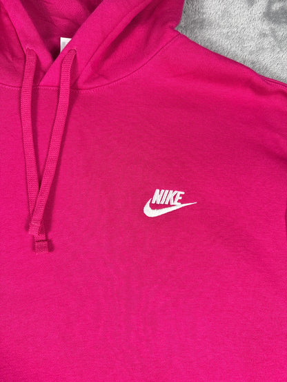 Nike Pink Pullover Hoodie with Front Pocket and Drawstring L