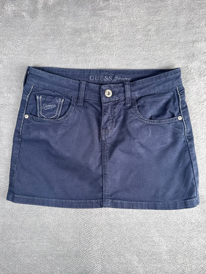 Y2K Guess Navy Blue Denim Mini Skirt with Sequin Pocket S4-6