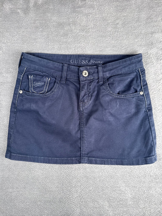 Y2K Guess Navy Blue Denim Mini Skirt with Sequin Pocket S4-6