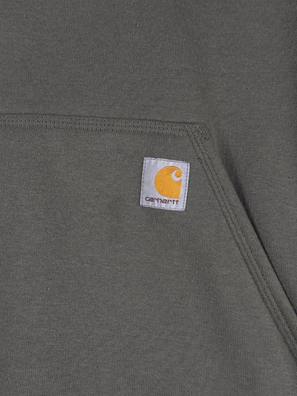 Vintage Carhartt Olive Green Hoodie with Orange Logo - Large