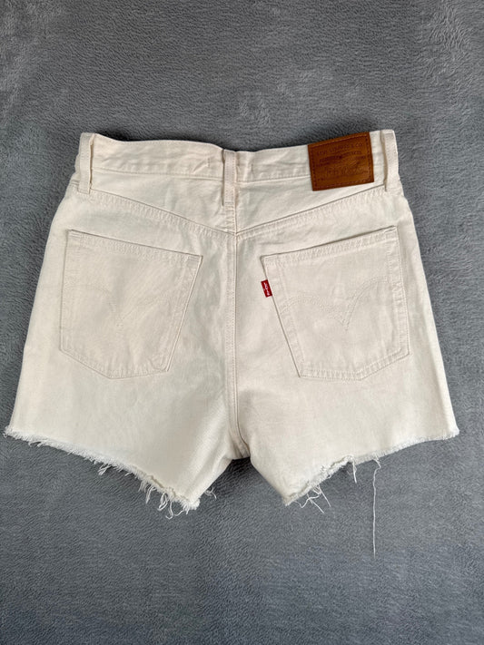 Levi's White Denim High Waist Cutoff Shorts W29