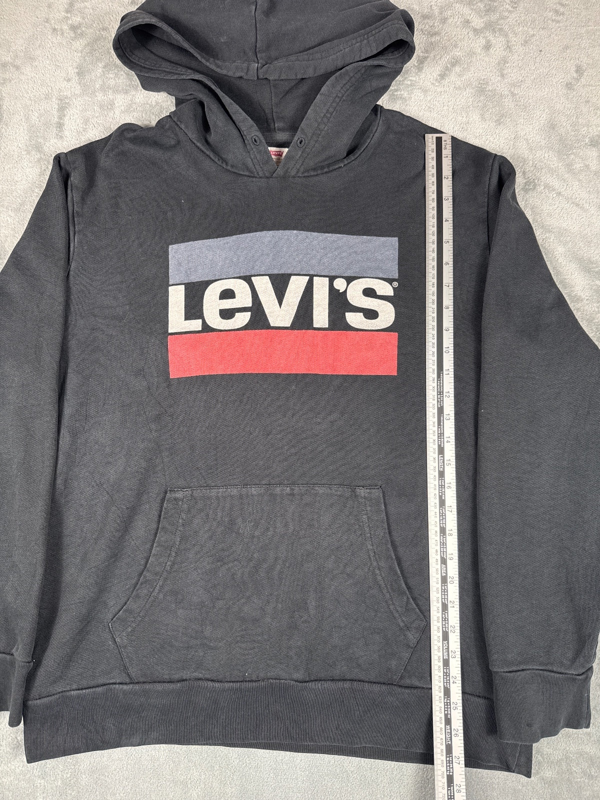 Levi's Black Hoodie with Logo Print, Size Large