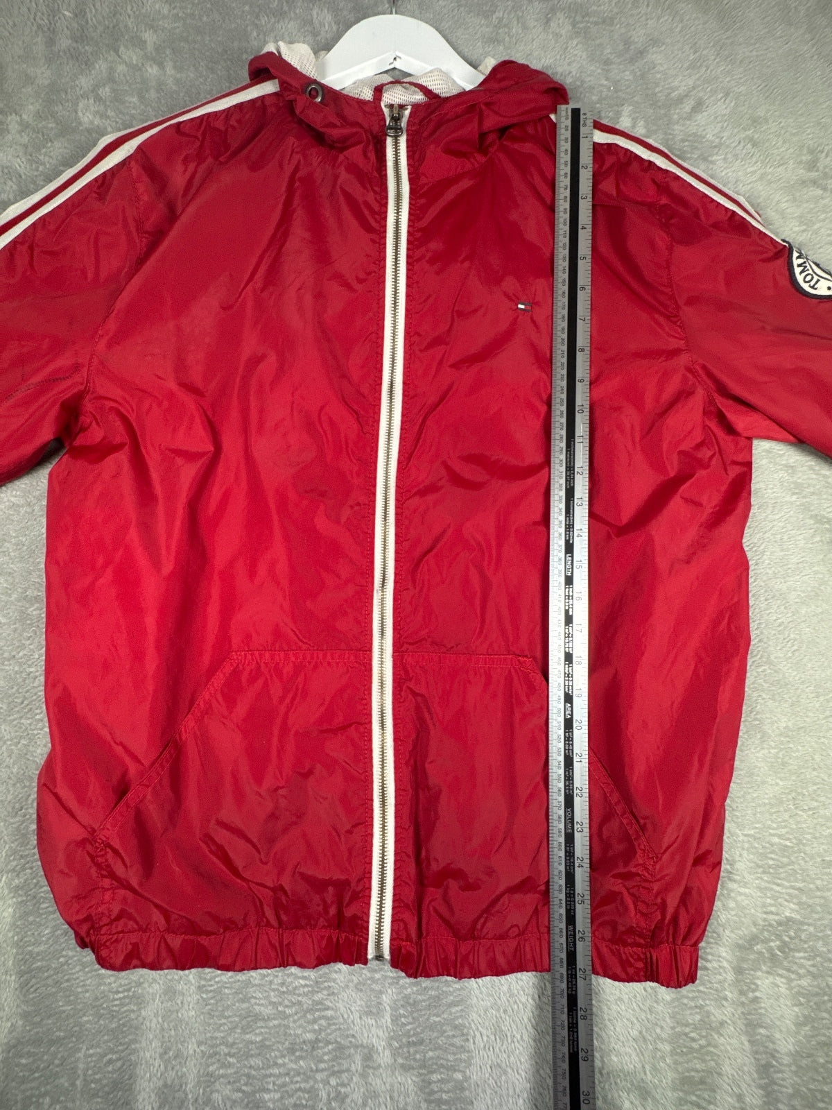 Tommy Hilfiger Red Hooded Windbreaker Jacket Size L