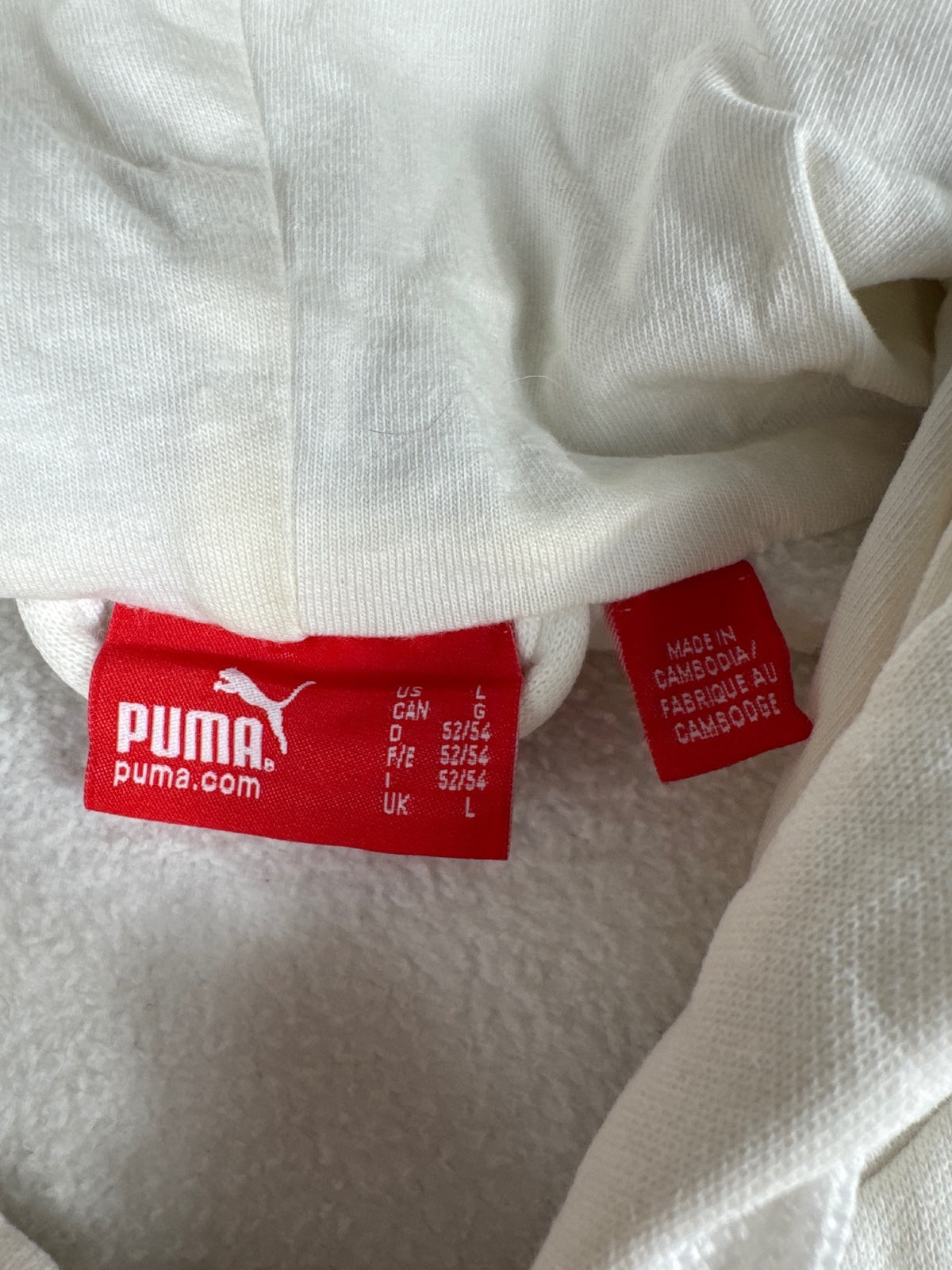 Puma White Hooded Zip-Up Sweatshirt Size L