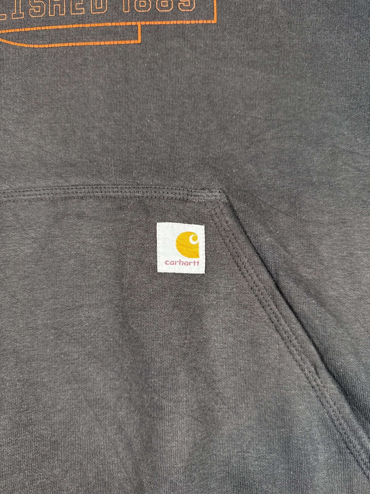 Carhartt Black Hoodie with Orange Logo Established 1889