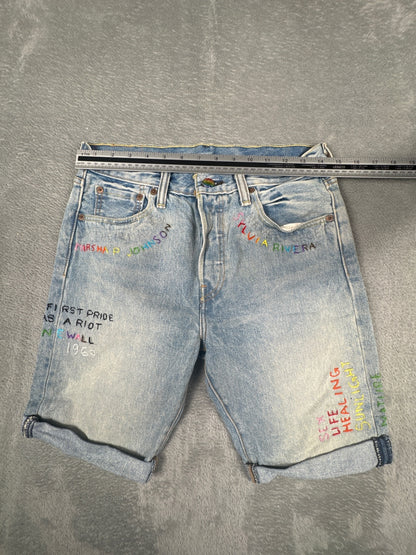Levi's 501 Denim Shorts with Pride Rainbow Embroidery W29