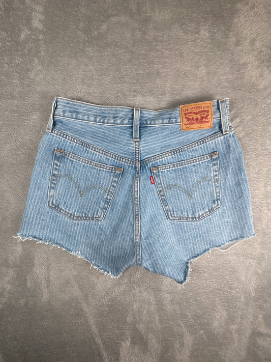 Levi's 501 Light Blue Denim Striped Cutoff Shorts W29