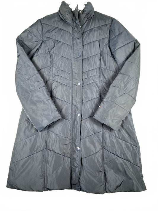 Tommy Hilfiger Long Quilted Puffer Coat in Navy Blue Size L