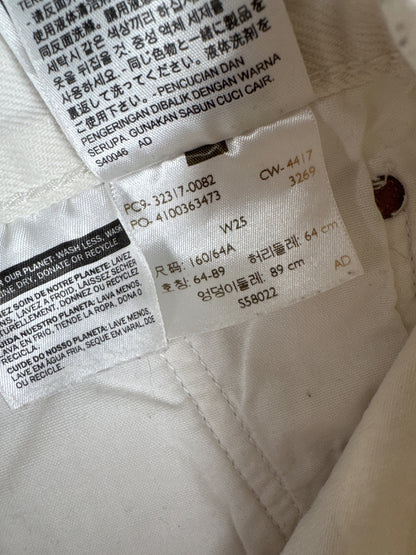 Levi's 501 White Denim Distressed Shorts W25