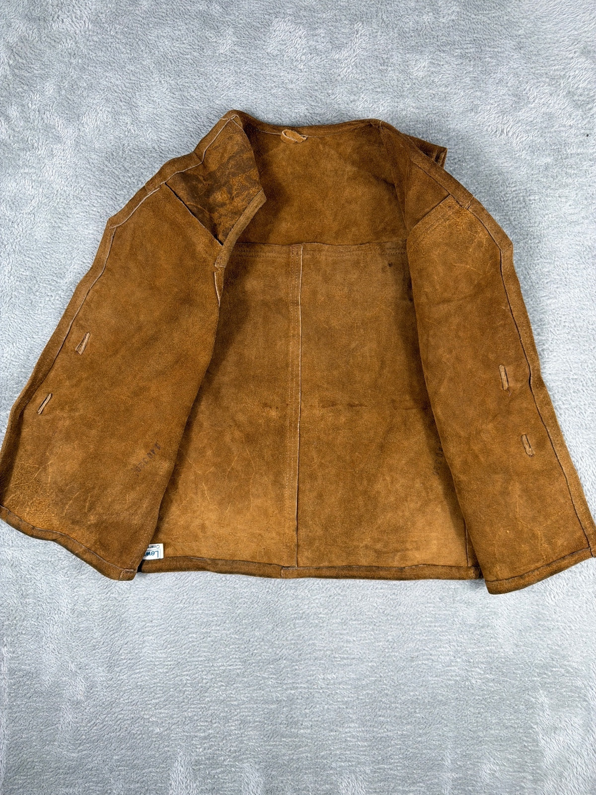 Vintage Brown Suede Leather Vest with Fringe and Metal Rings
