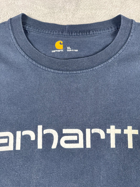 Carhartt Navy Blue Long Sleeve Logo T-Shirt Size XL