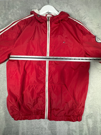 Tommy Hilfiger Red Hooded Windbreaker Jacket Size L