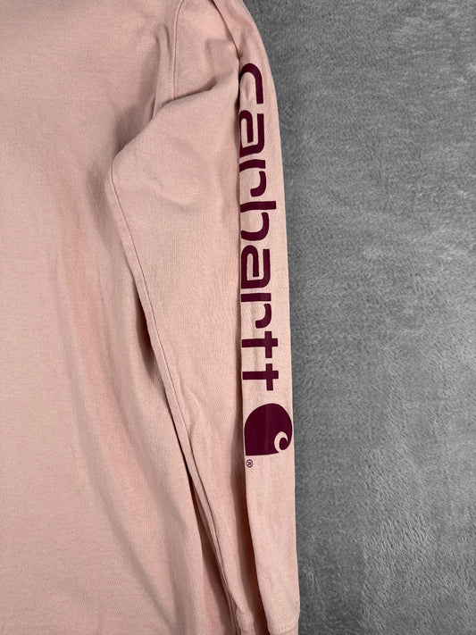 Carhartt XL Loose Fit Long Sleeve T-Shirt in Light Pink with