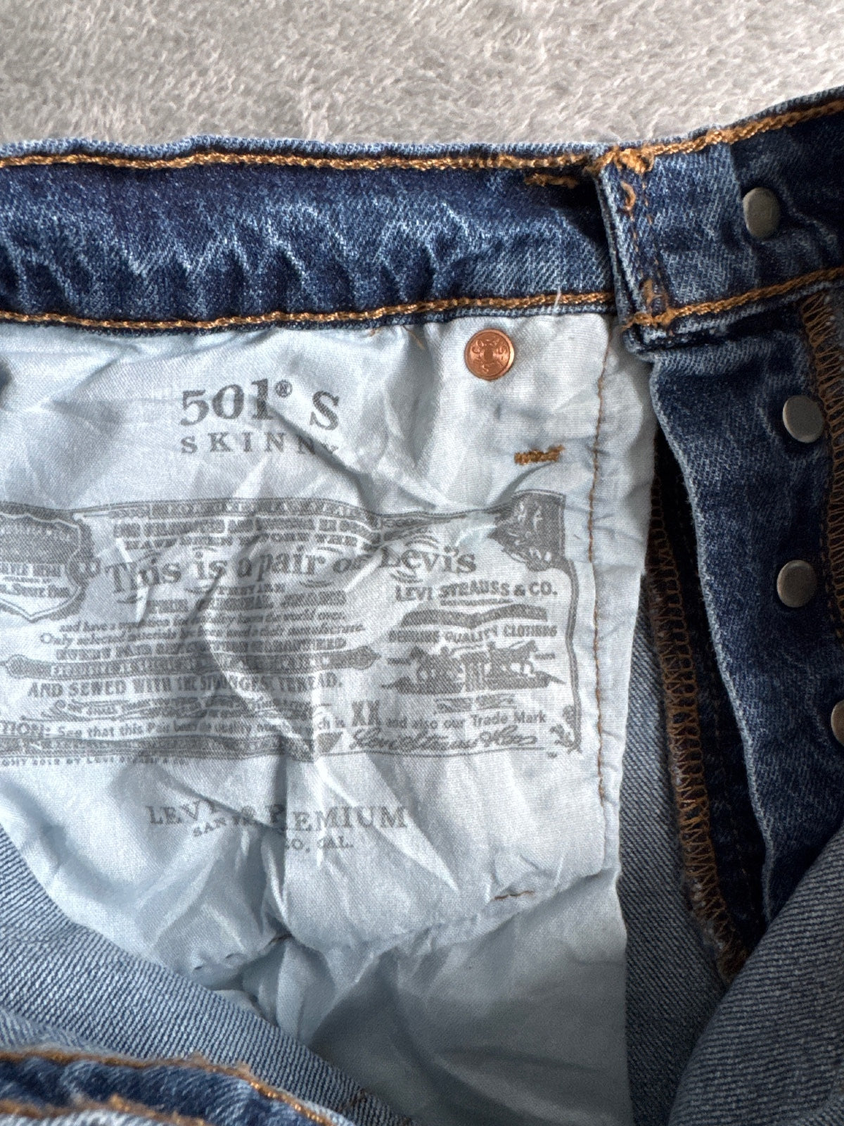 Levi's Premium Capital E 501 Blue Denim Cutoff Shorts W25
