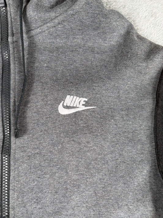 Nike Grey Full Zip Hoodie with White Logo