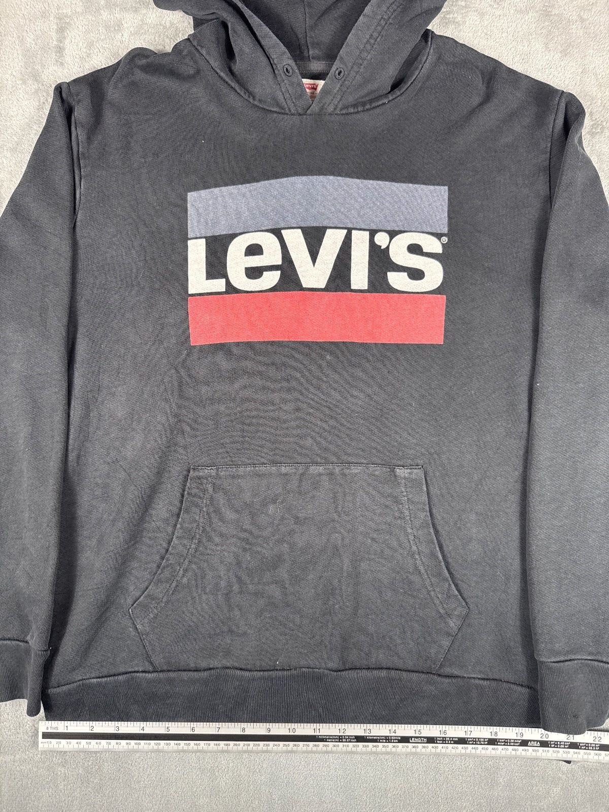 Levi's Black Hoodie with Logo Print, Size Large