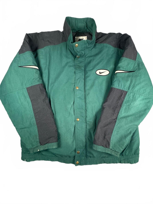 Vintage Nike Quilted Green and Black Jacket Made in Size L