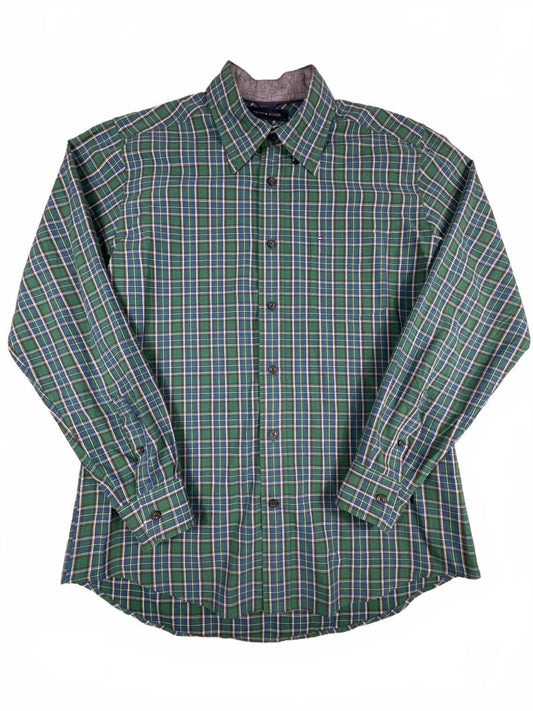 Tommy Hilfiger Green and Blue Check Shirt, Size M