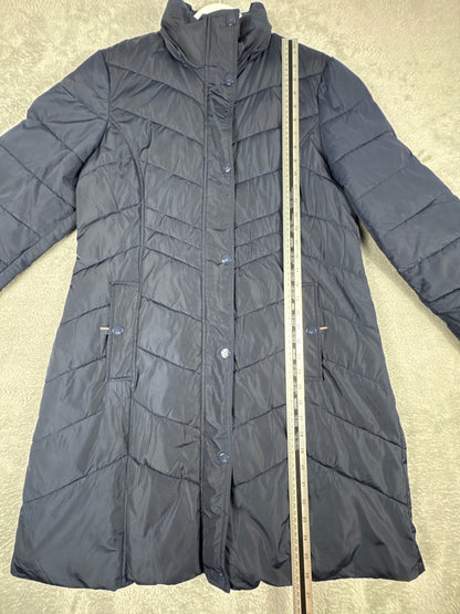 Tommy Hilfiger Long Quilted Puffer Coat in Navy Blue Size L