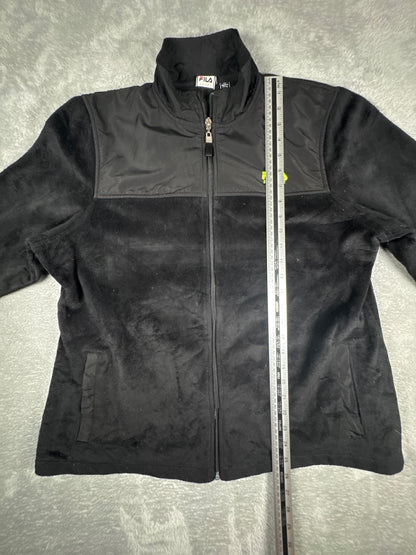 FILA Sport Black Fleece Jacket with Neon Logo Size XL