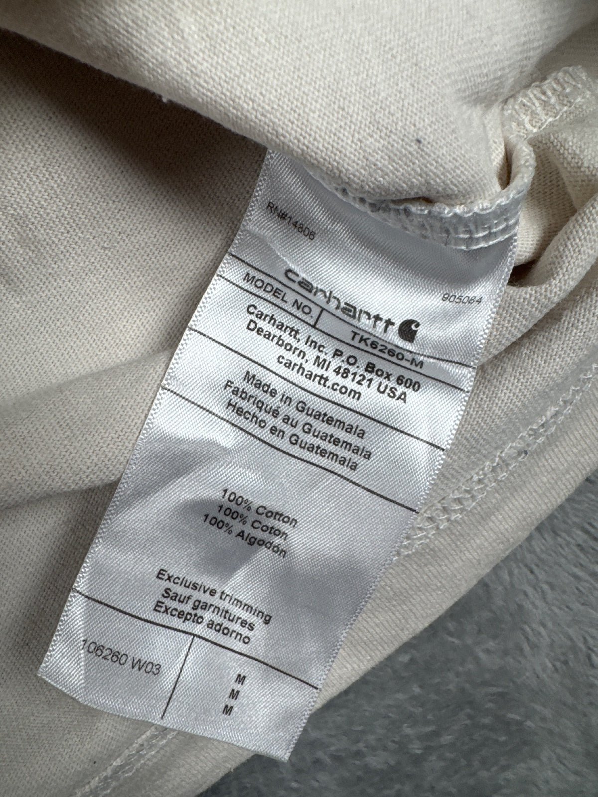 Carhartt Men's Loose Fit White Cotton T-Shirt Size M