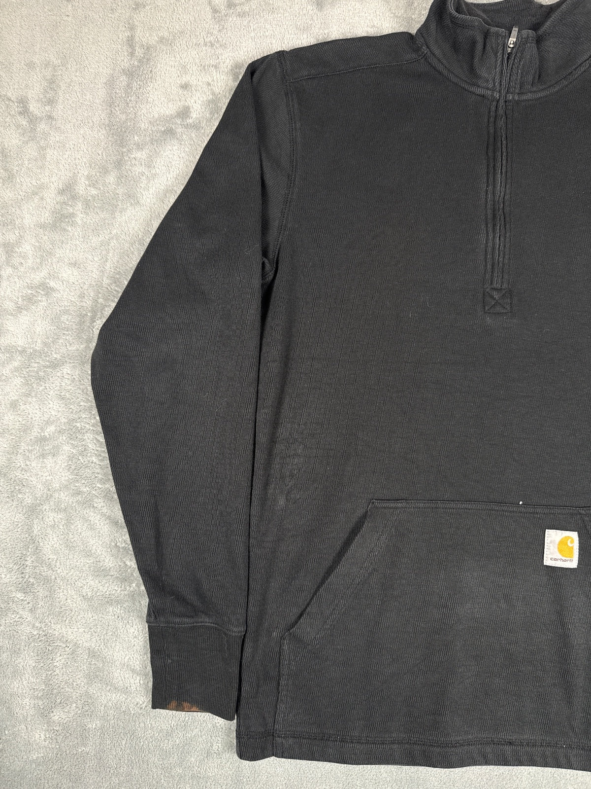 Carhartt Relaxed Fit Black Half-Zip Pullover Sweatshirt S