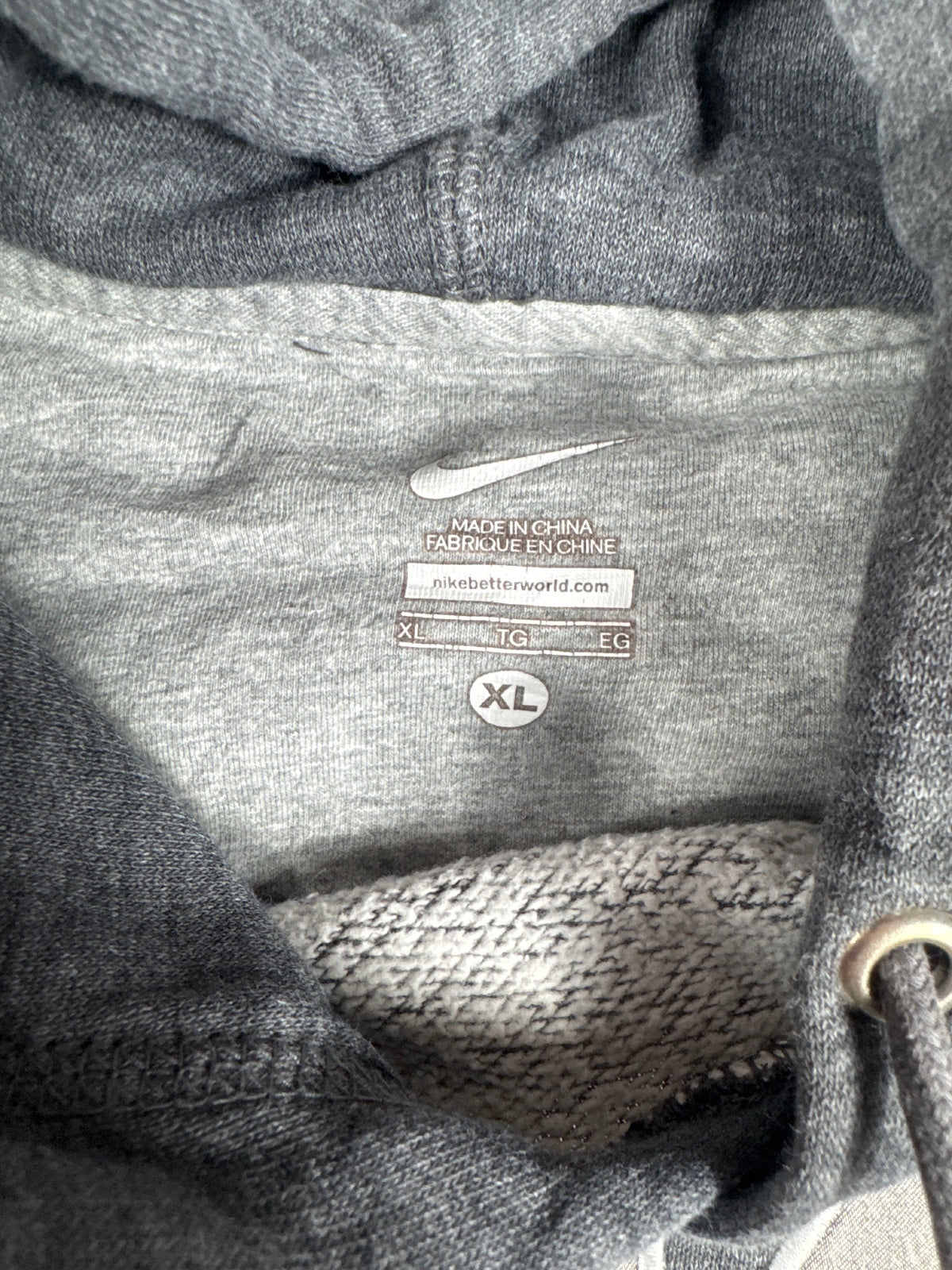 Vintage Retro Nike Grey Hoodie Sweatshirt with Logo - XL