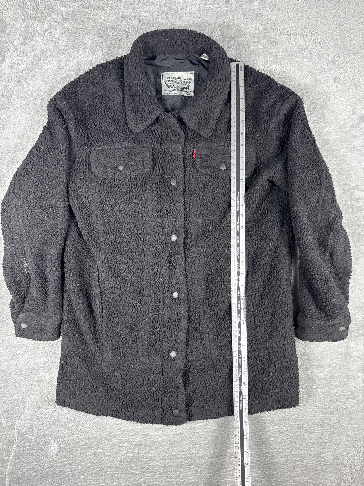 Vintage Retro Levi's Black Sherpa Fleece Jacket - Medium