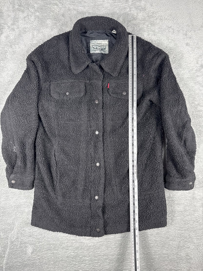 Vintage Retro Levi's Black Sherpa Fleece Jacket - Medium