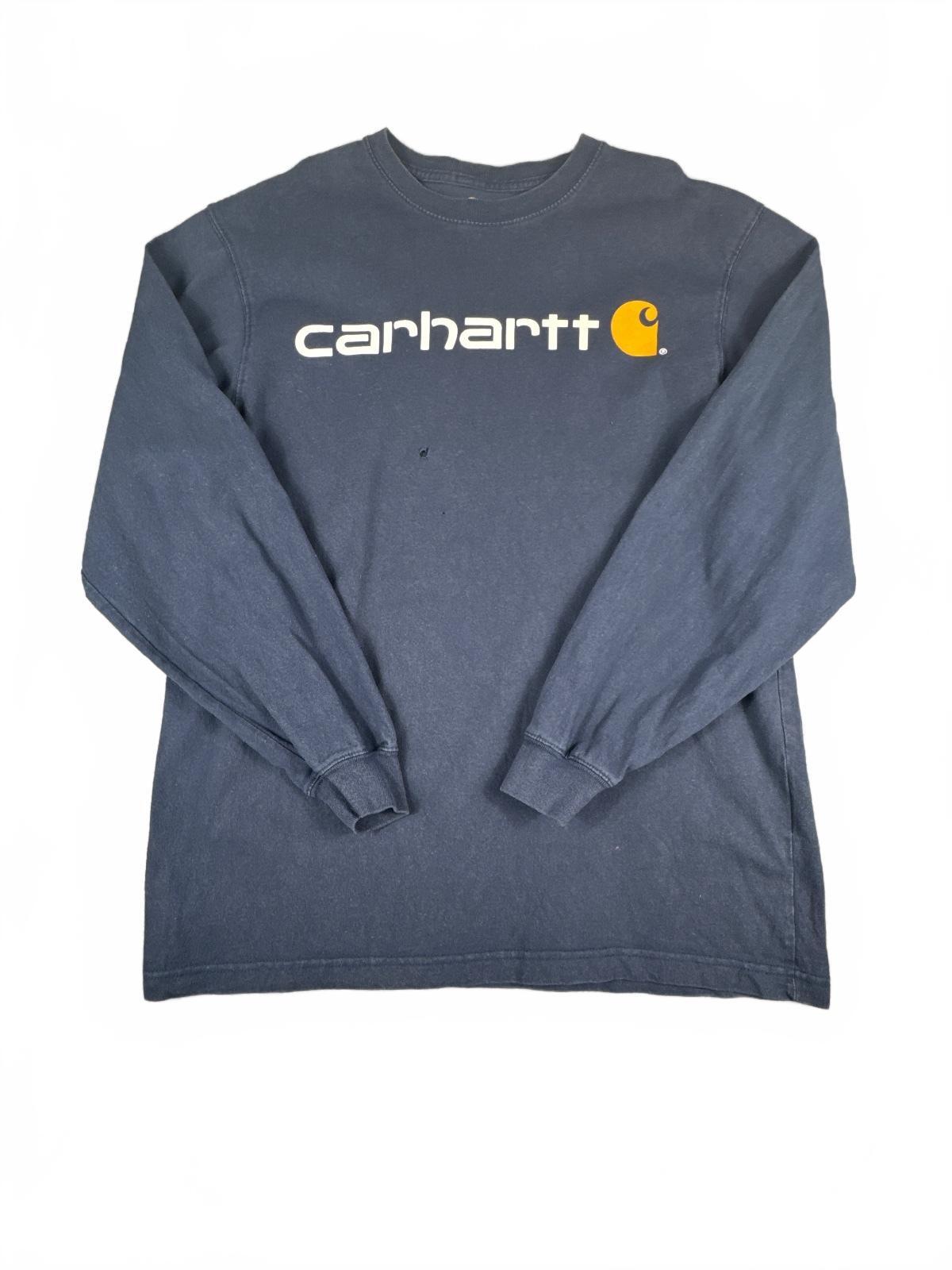 Carhartt Original Fit Long Sleeve Navy T-Shirt Size M