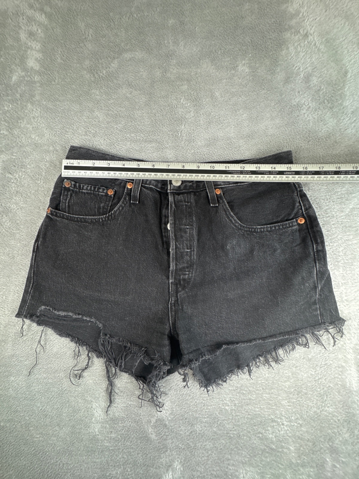 Levi's 501 Black Denim Cutoff Shorts W30