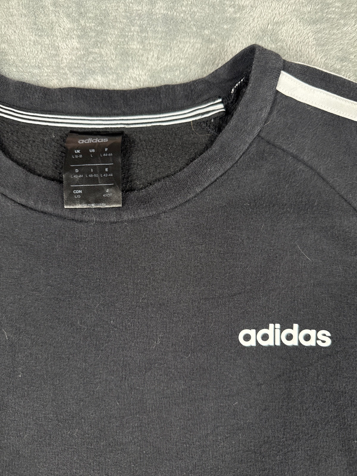 Retro Adidas Youth Black Sweatshirt with Stripes Size L16-18