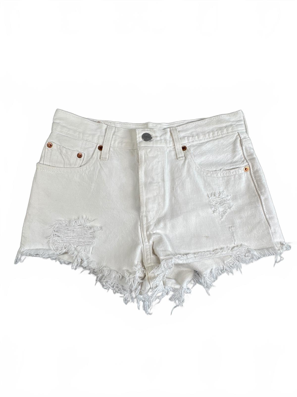 Levi's 501 White Denim Distressed Shorts W25
