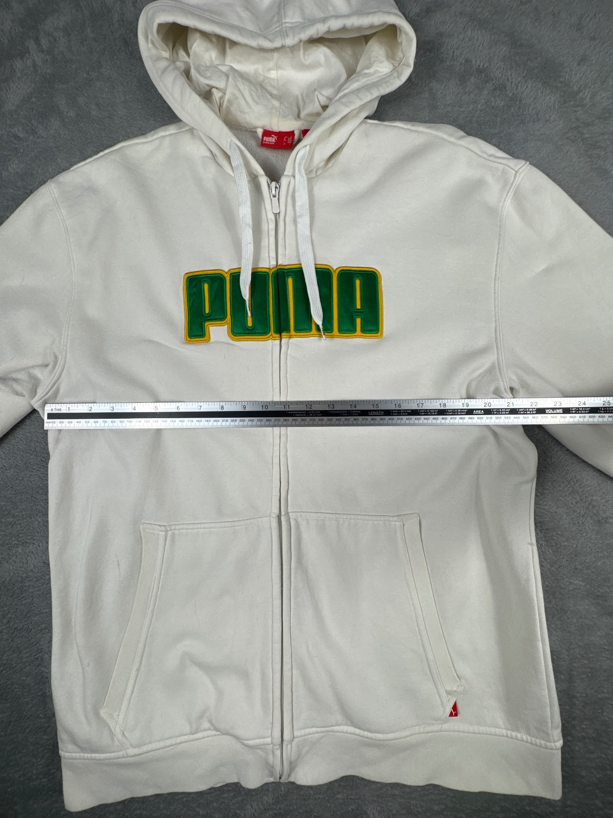 Puma White Hooded Zip-Up Sweatshirt Size L