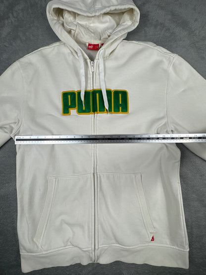 Puma White Hooded Zip-Up Sweatshirt Size L