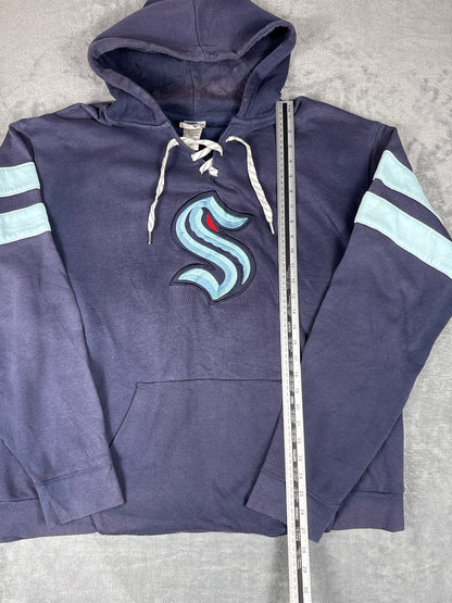 Southpaw Navy Blue Hoodie with Light Blue Stripes - 2XL