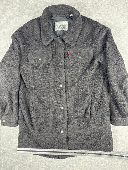 Vintage Retro Levi's Black Sherpa Fleece Jacket - Medium