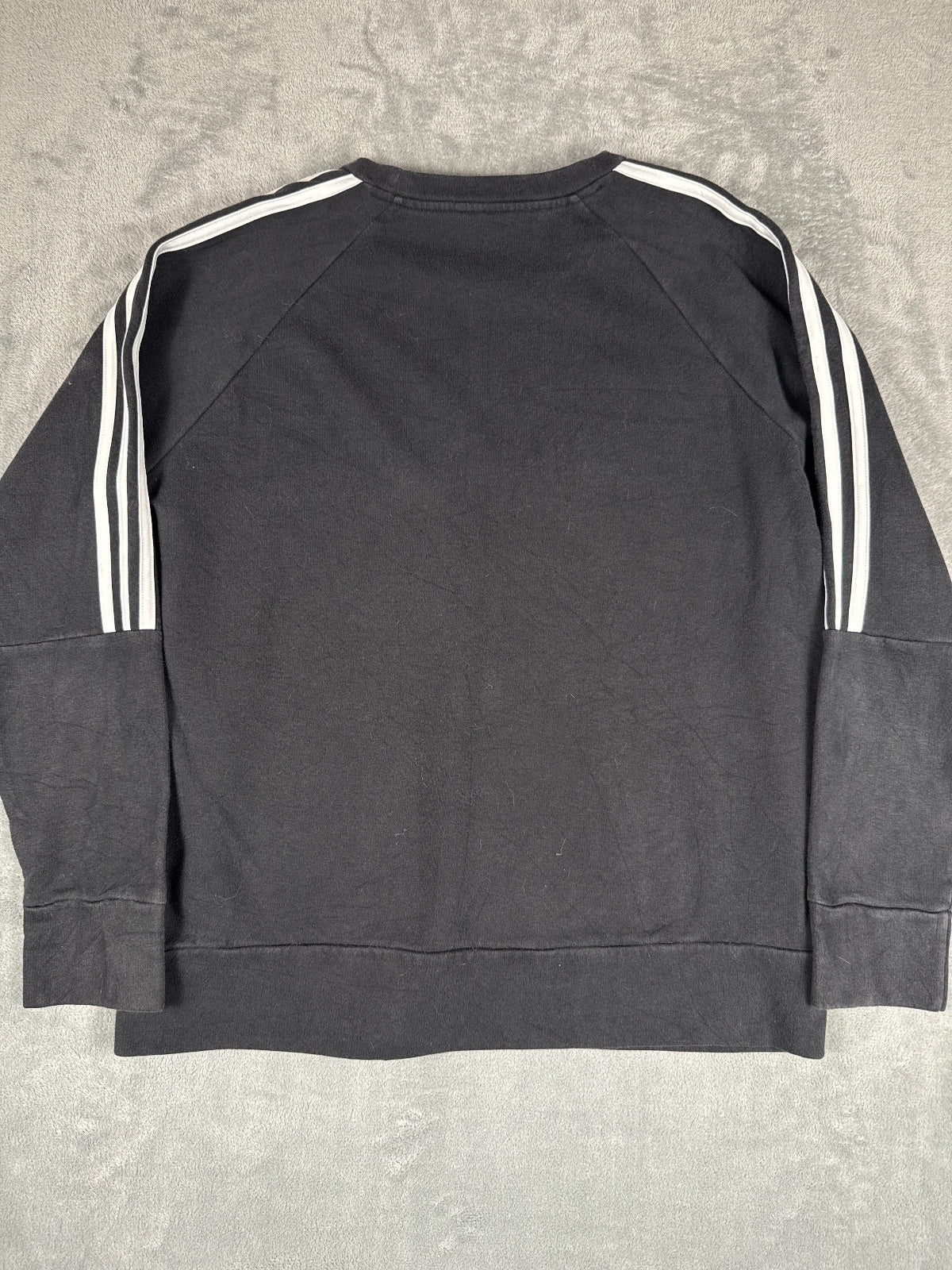 Retro Adidas Youth Black Sweatshirt with Stripes Size L16-18