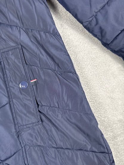 Tommy Hilfiger Long Quilted Puffer Coat in Navy Blue Size L