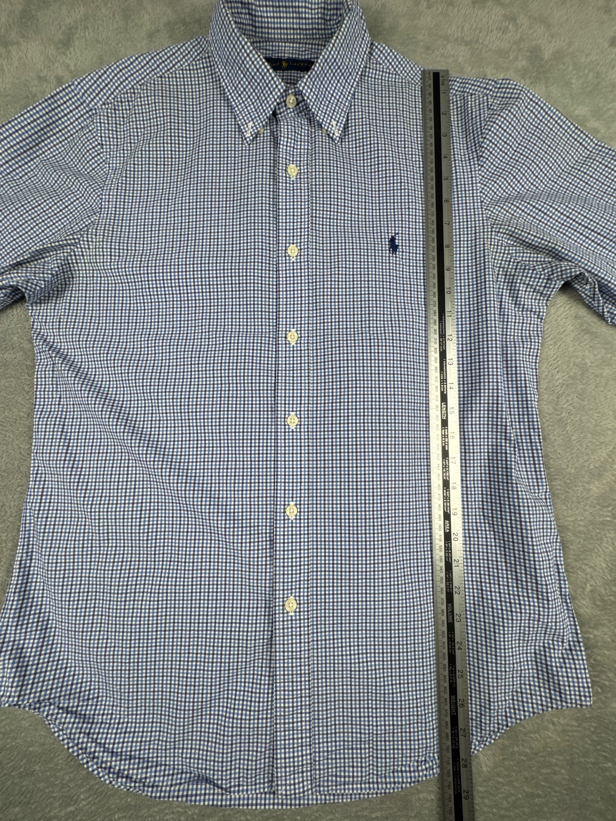 Ralph Lauren Blue and White Checked Button-Down Shirt Size M
