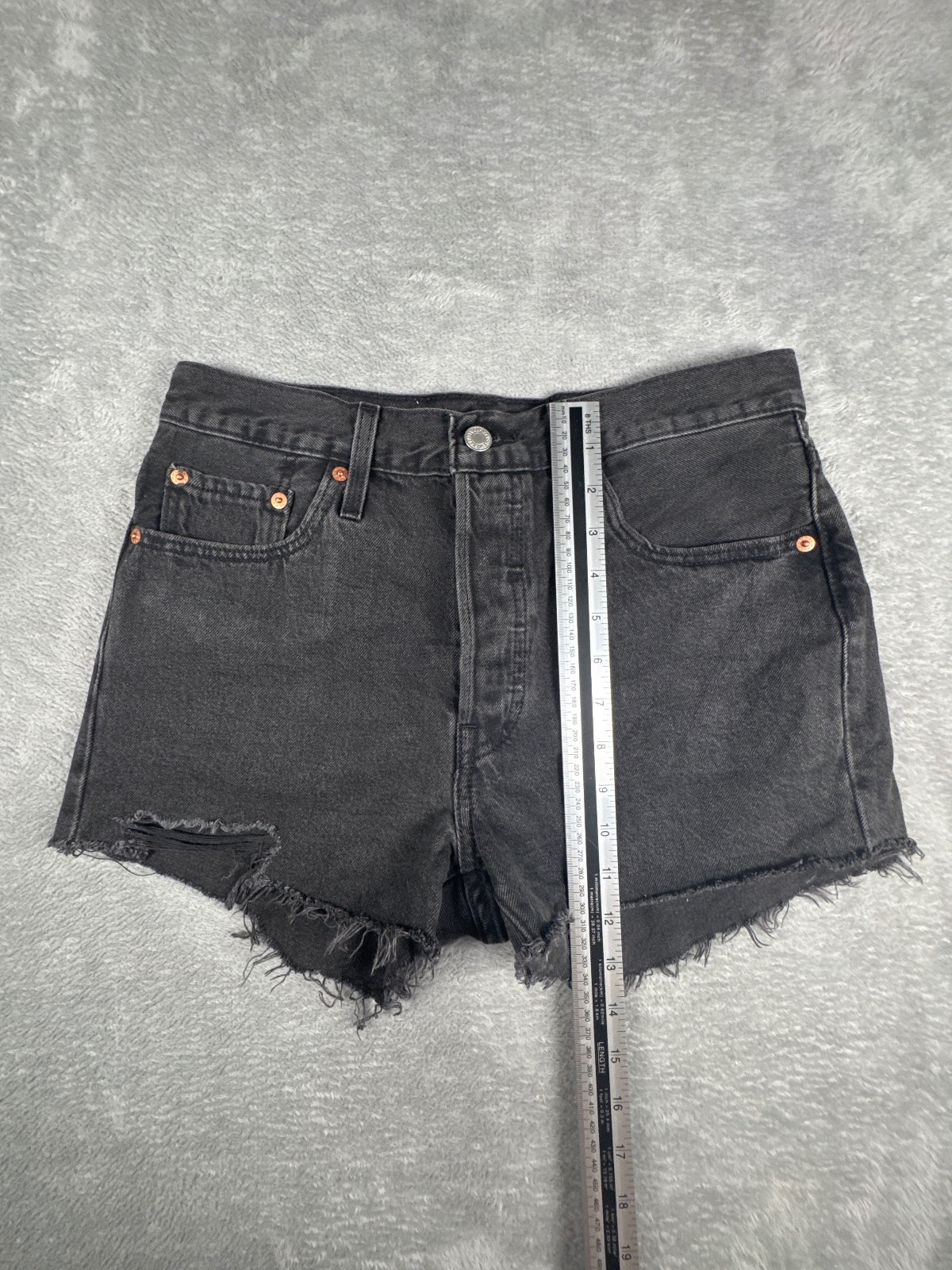Levi's 501 Black Denim Cutoff Shorts W28