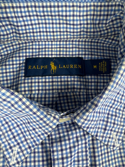 Ralph Lauren Blue and White Checked Button-Down Shirt Size M