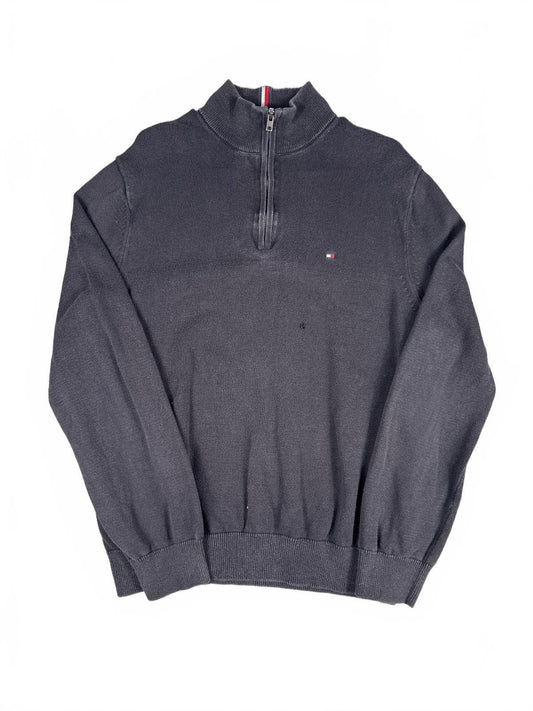 Tommy Hilfiger Black Half-Zip Sweater with Small Logo - L