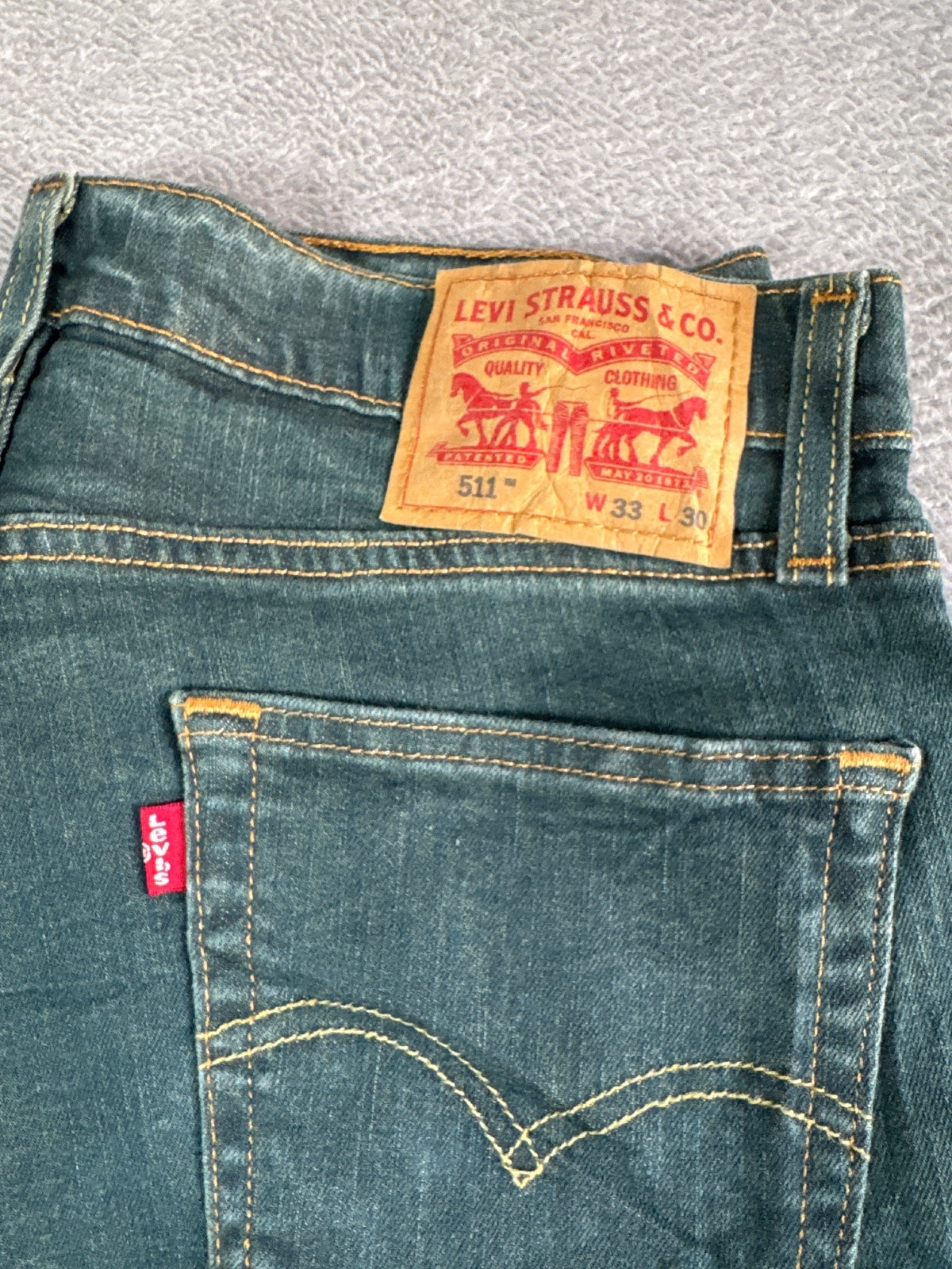 Levi's 511 Slim Fit Blue/Green Denim Jeans W33 L30