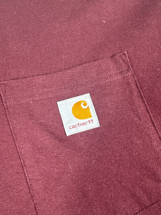 Carhartt Original Fit Long Sleeve T-Shirt Burgundy Size XL