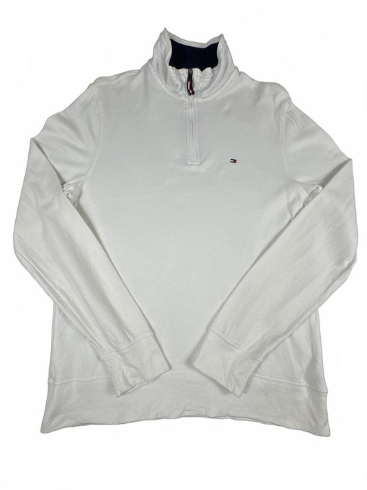 Tommy Hilfiger White Quarter Zip Pullover Sweatshirt Size S