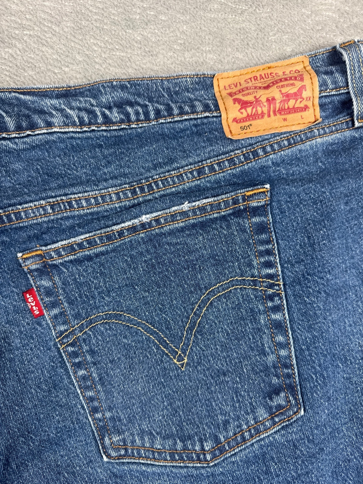 Levi's 501 Blue Denim Cutoff Shorts Size 24W - Approx UK 28