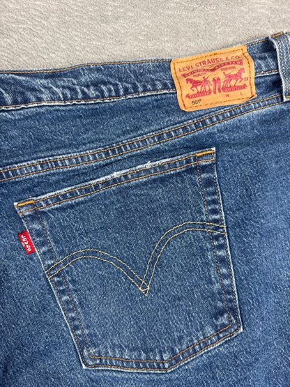 Levi's 501 Blue Denim Cutoff Shorts Size 24W - Approx UK 28
